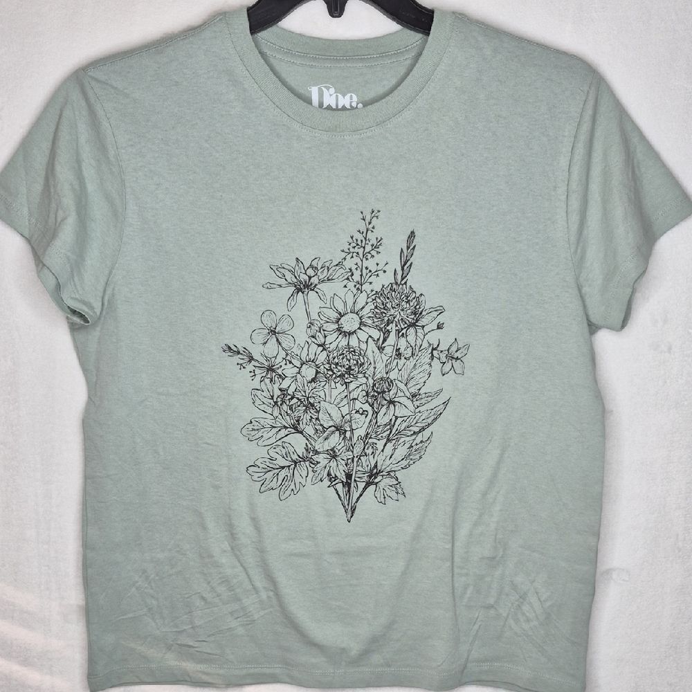 Women's Green Floral Graphic Tee
